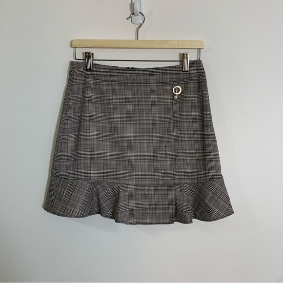 Brown Plaid Mini Skirt - Picture 1 of 9